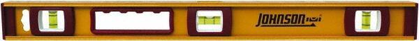 Johnson Level & Tool - 24" Long 3 Vial I-Beam Level - Aluminum, Black, 2 Plumb & 1 Level Vials - Exact Tool & Supply