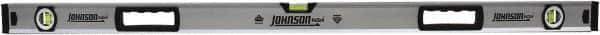Johnson Level & Tool - 48" Long 3 Vial Box Beam Level - Aluminum, Yellow, 2 Plumb & 1 Level Vials - Exact Tool & Supply