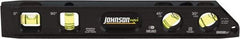 Johnson Level & Tool - Magnetic 9" Long 4 Vial Torpedo Level - Aluminum, Black, 1 30°, 1 45°, 1 Plumb & 1 Level Vial - Exact Tool & Supply