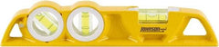 Johnson Level & Tool - Magnetic 10" Long 3 Vial Torpedo Level - Aluminum, Yellow, 1 Plumb, 1 Level & 1 45° Vials - Exact Tool & Supply