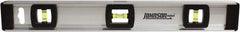 Johnson Level & Tool - 18" Long 3 Vial I-Beam Level - Aluminum, Silver, 2 Plumb & 1 Level Vials - Exact Tool & Supply