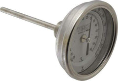 Wika - 4 Inch Long Stem, 3 Inch Dial Diameter, Stainless Steel, Back Connected Bi-Metal Thermometer - -20 to 60°C, 1% Accuracy - Exact Tool & Supply