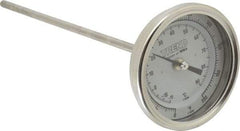 Wika - 9 Inch Long Stem, 3 Inch Dial Diameter, Stainless Steel, Back Connected Bi-Metal Thermometer - -15 to 90°C, 1% Accuracy - Exact Tool & Supply