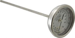 Wika - 9 Inch Long Stem, 3 Inch Dial Diameter, Stainless Steel, Back Connected Bi-Metal Thermometer - 10 to 150°C, 1% Accuracy - Exact Tool & Supply