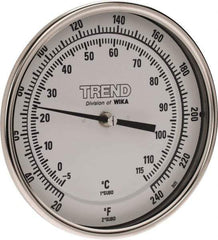 Wika - 2-1/2 Inch Long Stem, 5 Inch Dial Diameter, Stainless Steel, Back Connected Bi-Metal Thermometer - -5 to 115°C, 1% Accuracy - Exact Tool & Supply