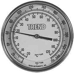 Wika - 4 Inch Long Stem, 5 Inch Dial Diameter, Stainless Steel, Back Connected Bi-Metal Thermometer - -20 to 120°C, 1% Accuracy - Exact Tool & Supply