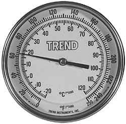 Wika - 9 Inch Long Stem, Stainless Steel, Back Connected Bi-Metal Thermometer - 10 to 200°C, 1% Accuracy - Exact Tool & Supply