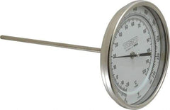 Wika - 9 Inch Long Stem, 5 Inch Dial Diameter, Stainless Steel, Back Connected Bi-Metal Thermometer - -20 to 120°C, 1% Accuracy - Exact Tool & Supply