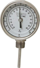 Wika - 2-1/2 Inch Long Stem, 3 Inch Dial Diameter, Stainless Steel, Bottom Connected Bi-Metal Thermometer - -20 to 60°C, 1% Accuracy - Exact Tool & Supply