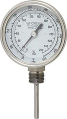 Wika - 2-1/2 Inch Long Stem, 3 Inch Dial Diameter, Stainless Steel, Bottom Connected Bi-Metal Thermometer - 10 to 260°C, 1% Accuracy - Exact Tool & Supply