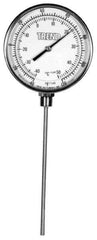 Wika - 2-1/2 Inch Long Stem, 5 Inch Dial Diameter, Stainless Steel, Bottom Connected Bi-Metal Thermometer - -5 to 115°C, 1% Accuracy - Exact Tool & Supply