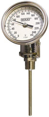 Wika - 9 Inch Long Stem, Stainless Steel, Adjustable Angle Bi-Metal Thermometer - -40 to 50°C, 1% Accuracy - Exact Tool & Supply