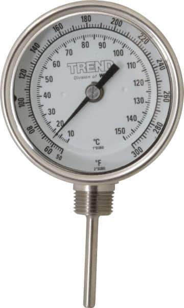 Wika - 2-1/2 Inch Long Stem, 3 Inch Dial Diameter, Stainless Steel, Adjustable Angle Bi-Metal Thermometer - 10 to 150°C, 1% Accuracy - Exact Tool & Supply