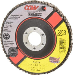 Camel Grinding Wheels - 24 Grit, 5" Disc Diam, 7/8" Center Hole, Type 29 Zirconia Alumina Flap Disc - 12,200 Max RPM, Poly Cotton Backing, Arbor Attaching System, Coated - Exact Tool & Supply
