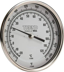 Wika - 2-1/2 Inch Long Stem, 5 Inch Dial Diameter, Stainless Steel, Adjustable Angle Bi-Metal Thermometer - -20 to 120°C, 1% Accuracy - Exact Tool & Supply