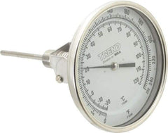 Wika - 4 Inch Long Stem, 5 Inch Dial Diameter, Stainless Steel, Adjustable Angle Bi-Metal Thermometer - -20 to 120°C, 1% Accuracy - Exact Tool & Supply