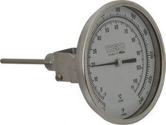 Wika - 4 Inch Long Stem, 5 Inch Dial Diameter, Stainless Steel, Adjustable Angle Bi-Metal Thermometer - -5 to 115°C, 1% Accuracy - Exact Tool & Supply
