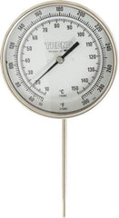 Wika - 6 Inch Long Stem, 5 Inch Dial Diameter, Stainless Steel, Adjustable Angle Bi-Metal Thermometer - 10 to 150°C, 1% Accuracy - Exact Tool & Supply