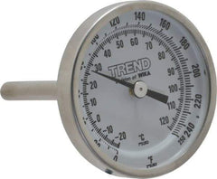 Wika - 2-1/2 Inch Long Stem, 2 Inch Dial Diameter, Stainless Steel, Back Connected Bi-Metal Thermometer - -20 to 120°C, 1% Accuracy - Exact Tool & Supply