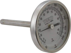 Wika - 2-1/2 Inch Long Stem, 2 Inch Dial Diameter, Stainless Steel, Back Connected Bi-Metal Thermometer - -5 to 115°C, 1% Accuracy - Exact Tool & Supply