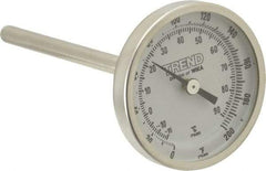 Wika - 4 Inch Long Stem, 2 Inch Dial Diameter, Stainless Steel, Back Connected Bi-Metal Thermometer - -15 to 90°C, 1% Accuracy - Exact Tool & Supply