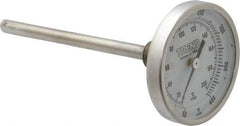 Wika - 4 Inch Long Stem, 2 Inch Dial Diameter, Stainless Steel, Back Connected Bi-Metal Thermometer - 10 to 200°C, 1% Accuracy - Exact Tool & Supply