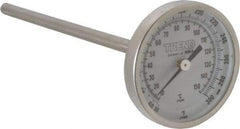Wika - 6 Inch Long Stem, 2 Inch Dial Diameter, Stainless Steel, Back Connected Bi-Metal Thermometer - 10 to 150°C, 1% Accuracy - Exact Tool & Supply