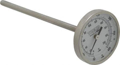 Wika - 6 Inch Long Stem, 2 Inch Dial Diameter, Stainless Steel, Back Connected Bi-Metal Thermometer - 10 to 200°C, 1% Accuracy - Exact Tool & Supply