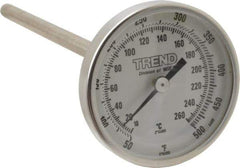 Wika - 6 Inch Long Stem, 2 Inch Dial Diameter, Stainless Steel, Back Connected Bi-Metal Thermometer - 10 to 260°C, 1% Accuracy - Exact Tool & Supply