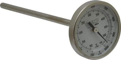 Wika - 6 Inch Long Stem, 2 Inch Dial Diameter, Stainless Steel, Back Connected Bi-Metal Thermometer - 100 to 540°C, 1% Accuracy - Exact Tool & Supply