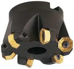LMT - 3" Cut Diam, 1" Arbor Hole, 0.63" Max Depth of Cut, 45° Indexable Chamfer & Angle Face Mill - 5 Inserts, OCKX 0606\xB6RCKX 1606\xB6SAHT 1306\xB6XCKX 1606\xB6XOKX 1606 Insert, Right Hand Cut, 5 Flutes, Series FCT45 - Exact Tool & Supply
