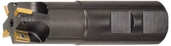LMT - 1-1/4" Cut Diam, 0.413" Max Depth of Cut, 1" Shank Diam, 3-1/2" OAL, Indexable Square Shoulder End Mill - ADHX 1103, ADKX 1103, ADMX 1103 Inserts, Weldon Shank, Series Univex - Exact Tool & Supply