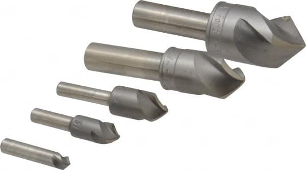 M.A. Ford - 5 Piece, 1/4 to 1" Head Diam, 90° Included Angle, Single End Countersink Set - Exact Tool & Supply