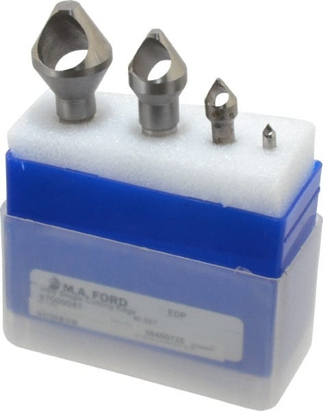 M.A. Ford - 4 Piece, 3/16 to 1-1/8" Head Diam, 60° Included Angle, Single End Countersink Set - Exact Tool & Supply