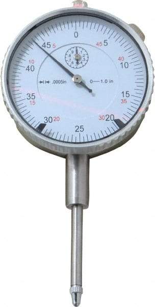 Value Collection - 1" Range, 0-50 Dial Reading, 0.0005" Graduation Dial Drop Indicator - 2.28" Dial, Revolution Counter - Exact Tool & Supply