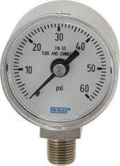 Wika - 1-1/2" Dial, 1/8 Thread, 0-60 Scale Range, Pressure Gauge - Lower Connection Mount, Accurate to 2.5% of Scale - Exact Tool & Supply
