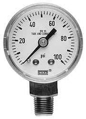 Wika - 2" Dial, 1/4 Thread, 0-160 Scale Range, Pressure Gauge - Center Back Connection Mount, Accurate to 2.5% of Scale - Exact Tool & Supply