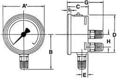 Wika - 4" Dial, 1/4 Thread, 0-400 Scale Range, Pressure Gauge - Lower Back Connection Mount, Accurate to 1% of Scale - Exact Tool & Supply