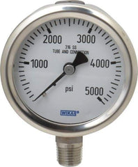 Wika - 2-1/2" Dial, 1/4 Thread, 0-5,000 Scale Range, Pressure Gauge - Lower Connection Mount, Accurate to 1.5% of Scale - Exact Tool & Supply