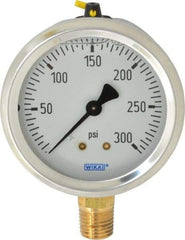 Wika - 2-1/2" Dial, 1/4 Thread, 0-300 Scale Range, Pressure Gauge - Lower Connection Mount, Accurate to 1.5% of Scale - Exact Tool & Supply