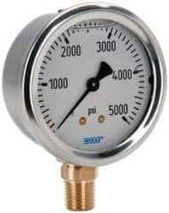 Wika - 2-1/2" Dial, 1/4 Thread, 0-5,000 Scale Range, Pressure Gauge - Lower Connection Mount, Accurate to 1.5% of Scale - Exact Tool & Supply