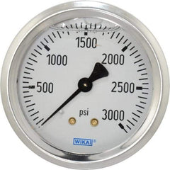 Wika - 2-1/2" Dial, 1/4 Thread, 0-3,000 Scale Range, Pressure Gauge - Center Back Connection Mount, Accurate to 1.5% of Scale - Exact Tool & Supply