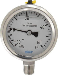 Wika - 2-1/2" Dial, 1/4 Thread, 30-0-60 Scale Range, Pressure Gauge - Lower Connection Mount, Accurate to 1.5% of Scale - Exact Tool & Supply
