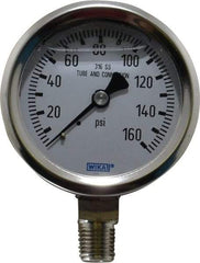Wika - 2-1/2" Dial, 1/4 Thread, 0-160 Scale Range, Pressure Gauge - Lower Connection Mount, Accurate to 1.5% of Scale - Exact Tool & Supply