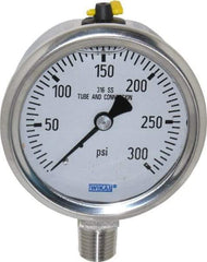 Wika - 2-1/2" Dial, 1/4 Thread, 0-300 Scale Range, Pressure Gauge - Lower Connection Mount, Accurate to 1.5% of Scale - Exact Tool & Supply