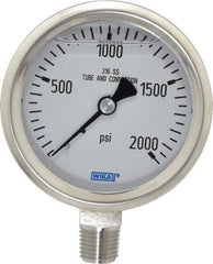 Wika - 2-1/2" Dial, 1/4 Thread, 0-2,000 Scale Range, Pressure Gauge - Lower Connection Mount, Accurate to 1.5% of Scale - Exact Tool & Supply