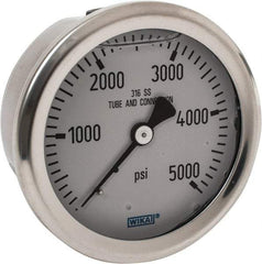 Wika - 2-1/2" Dial, 1/4 Thread, 0-5,000 Scale Range, Pressure Gauge - Center Back Connection Mount, Accurate to 1.5% of Scale - Exact Tool & Supply