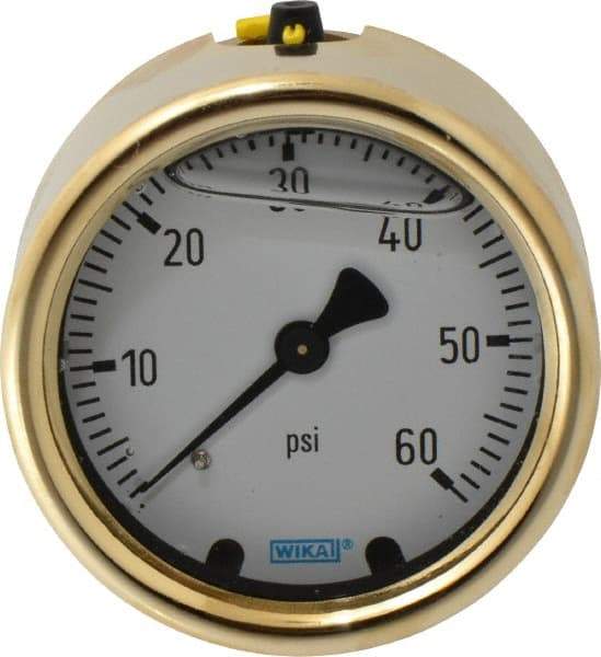 Wika - 2-1/2" Dial, 1/4 Thread, 0-60 Scale Range, Pressure Gauge - Back Connection Mount, Accurate to 1.5% of Scale - Exact Tool & Supply