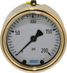 Wika - 2-1/2" Dial, 1/4 Thread, 0-200 Scale Range, Pressure Gauge - Back Connection Mount, Accurate to 1.5% of Scale - Exact Tool & Supply