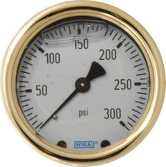 Wika - 2-1/2" Dial, 1/4 Thread, 0-300 Scale Range, Pressure Gauge - Back Connection Mount, Accurate to 1.5% of Scale - Exact Tool & Supply